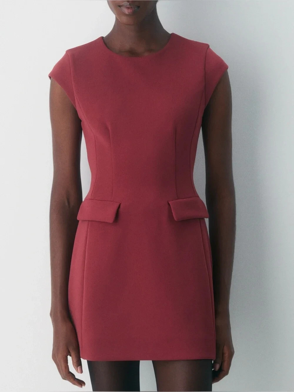 Babaton Aritzia FigureKnit Priestly Dress S Cordovan Burgundy Mini Sheath